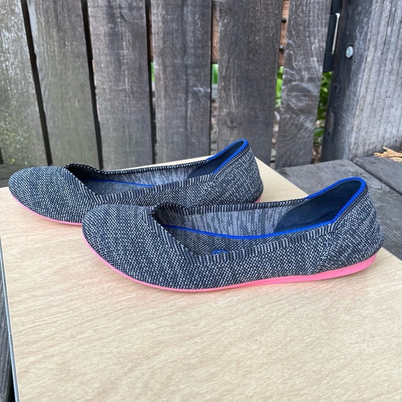 Rothy’s Grey Birdseye Pink Sole Round Toe Flats Sz 6 - Picture 4 of 15